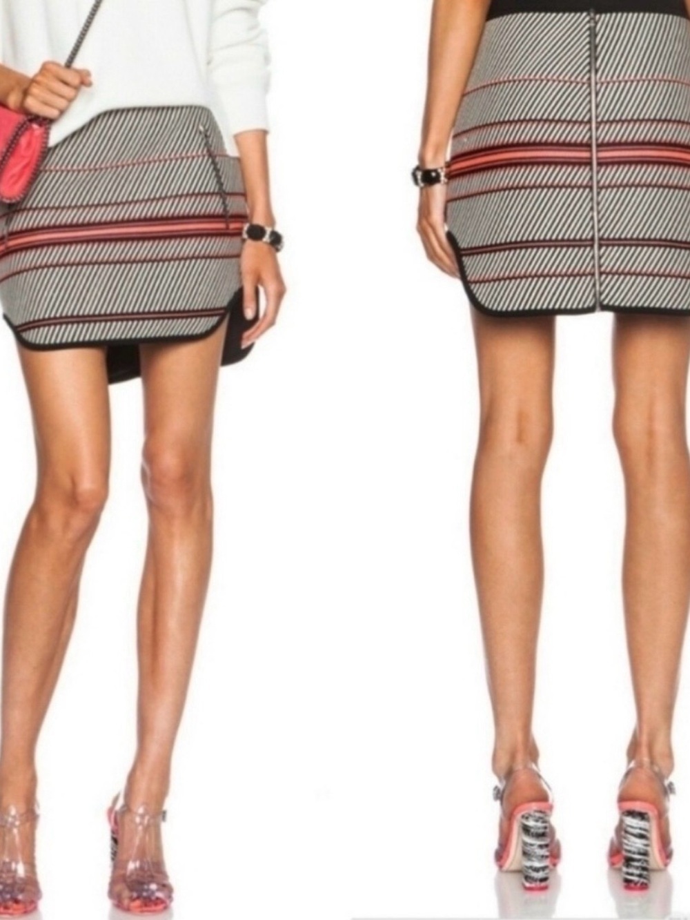 ⚡️Rag & Bone Bess Striped Mini Skirt With Hot Pink & Zipper Accents